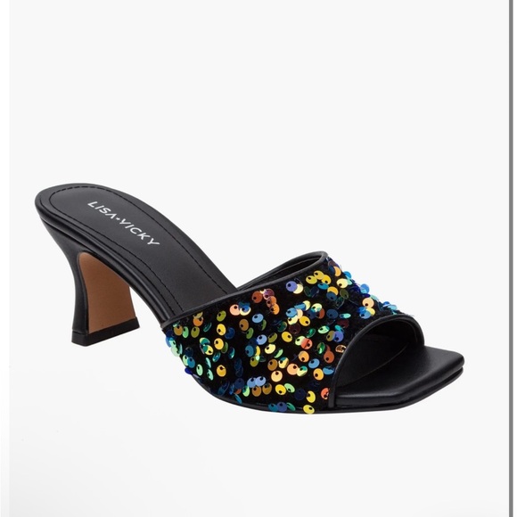 Nordstrom Lisa Vicky "Pretty" slide on sandal, multicolor sequin size 7 NIB - Picture 5 of 5